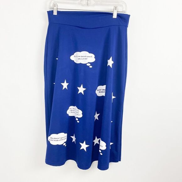 W doublju star writing printed skirt Sz L - Picture 1 of 4